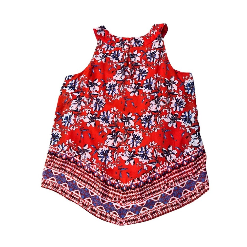 Alyx Floral Sleeveless Blouse Womens L Red Blue Lined Shell Used - Picture 4 of 13
